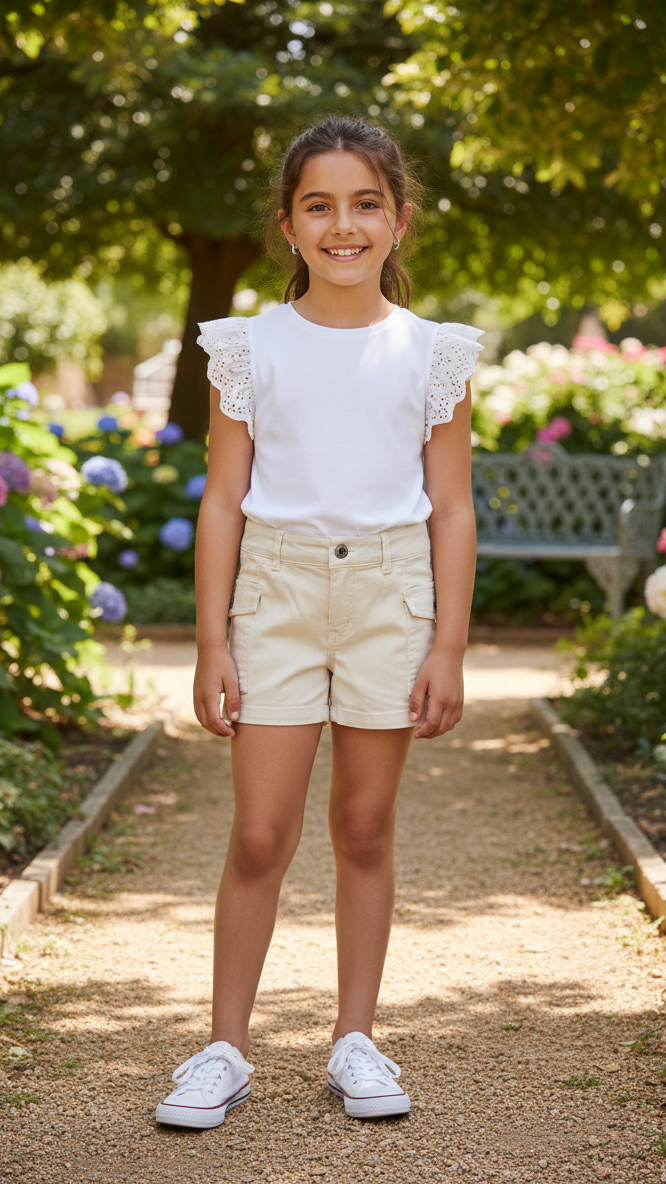 Girls High Waist Cargo Shorts | ONLY GIRLS Casual Summer Fit