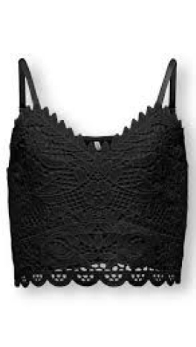 Kids Only Girls' Lace Crochet Crop Top – V-Neck Scallop Edge Spaghetti Strap Summer Top