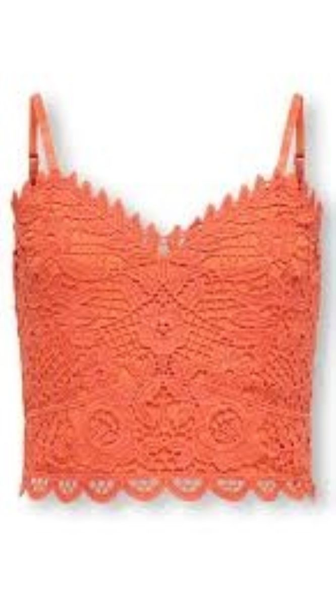 Kids Only Girls' Lace Crochet Crop Top – V-Neck Scallop Edge Spaghetti Strap Summer Top