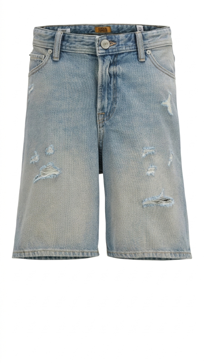 Blue baggy fit denim shorts for boys by Jack & Jones Junior
