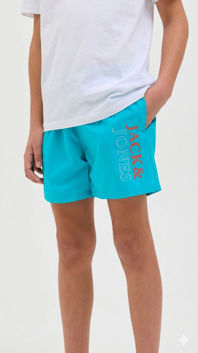 Blue quick-dry swim shorts for boys by Jack & Jones Junior