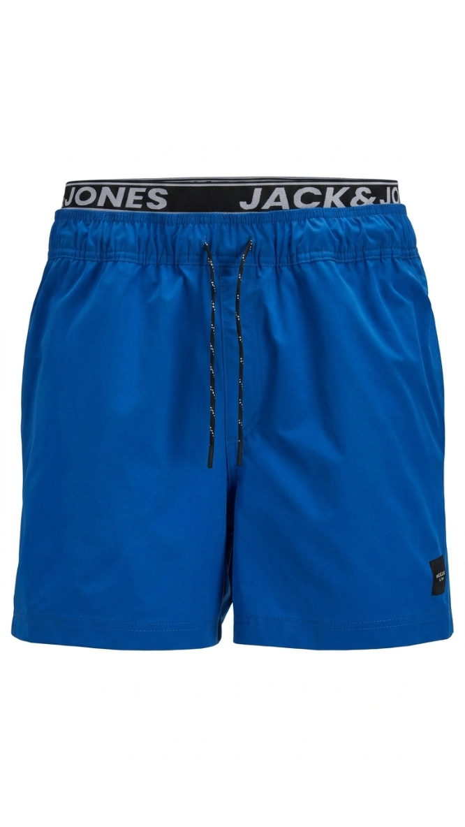 Black and blue boys' lightweight quick-dry swim shorts for juniors
