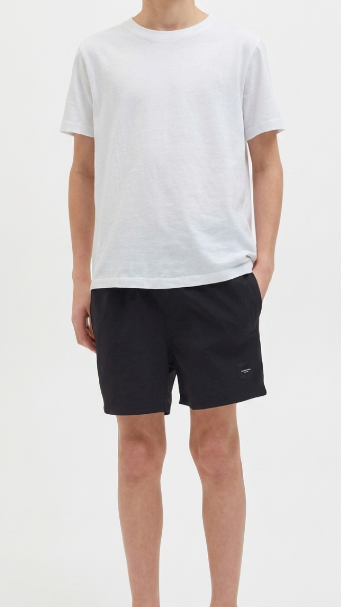 Black and blue boys' lightweight quick-dry swim shorts for juniors