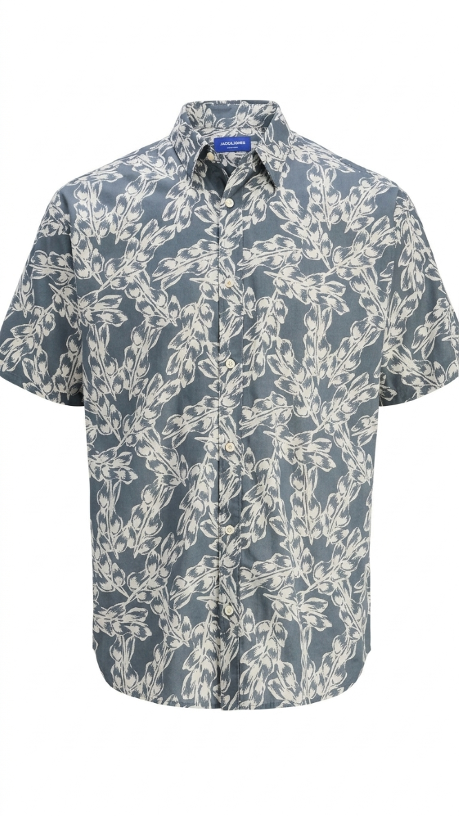 Floral print short-sleeve cotton shirt for boys by Jack & Jones Junior