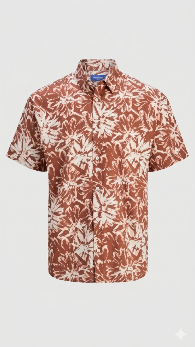 Floral print short-sleeve cotton shirt for boys by Jack & Jones Junior