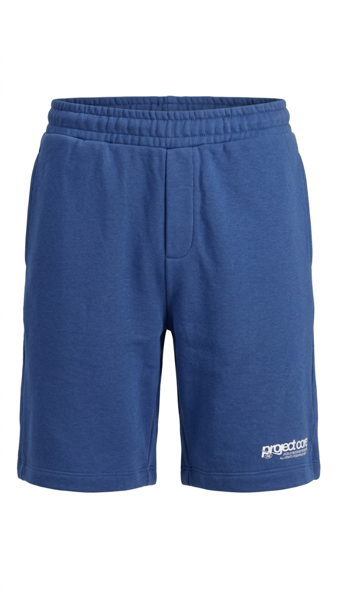 Blue relaxed fit cotton sweat shorts for boys by Jack & Jones Junior