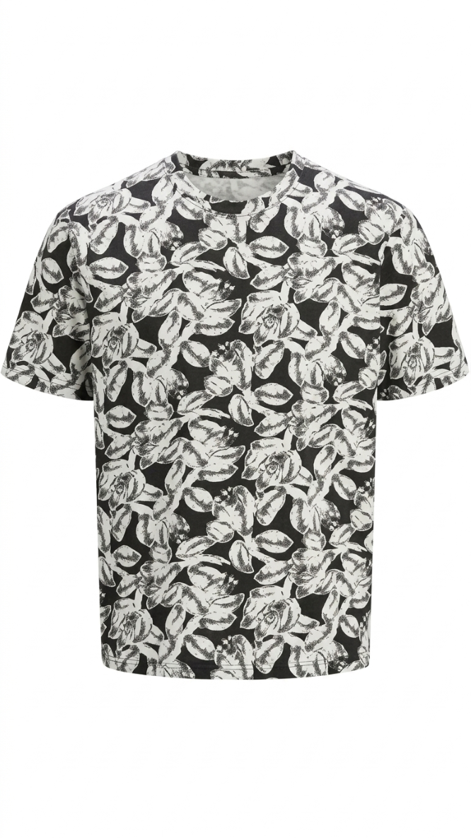 Boys cotton T-shirt with rubber print in black, white, or apricot by Jack & Jones Junior