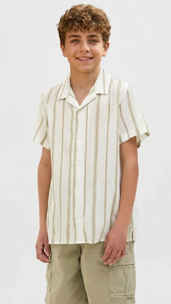 Jack and Jones Junior Boys' Relaxed Fit Resort Collar Shirt - Fusion