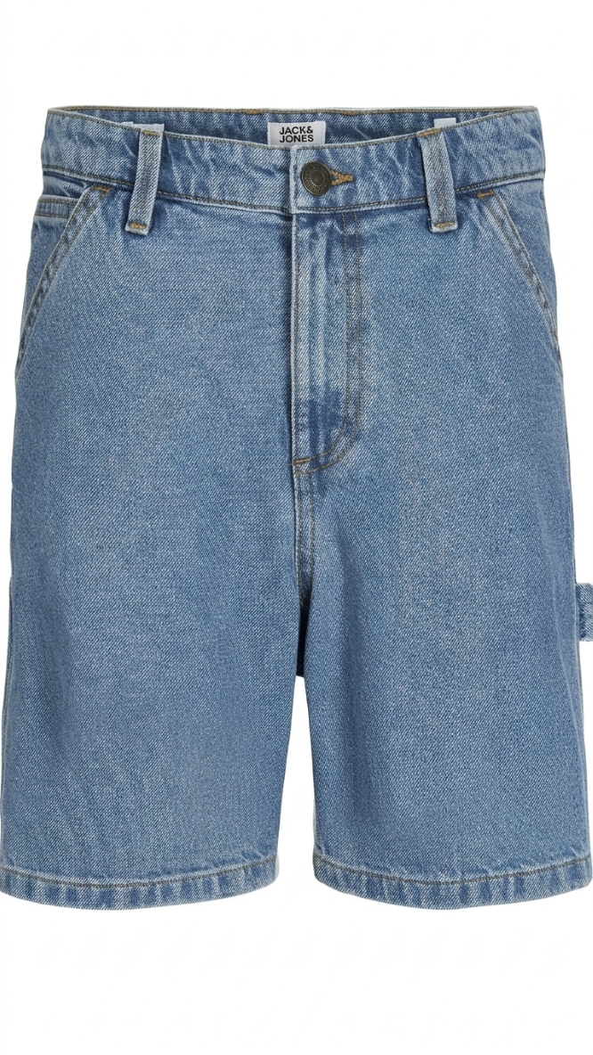 Boys light blue loose-fit carpenter denim shorts by Jack & Jones Junior