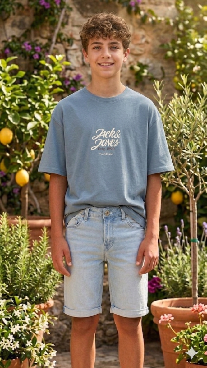 Blue, white or black boys' cotton crew neck Tavira T-shirt