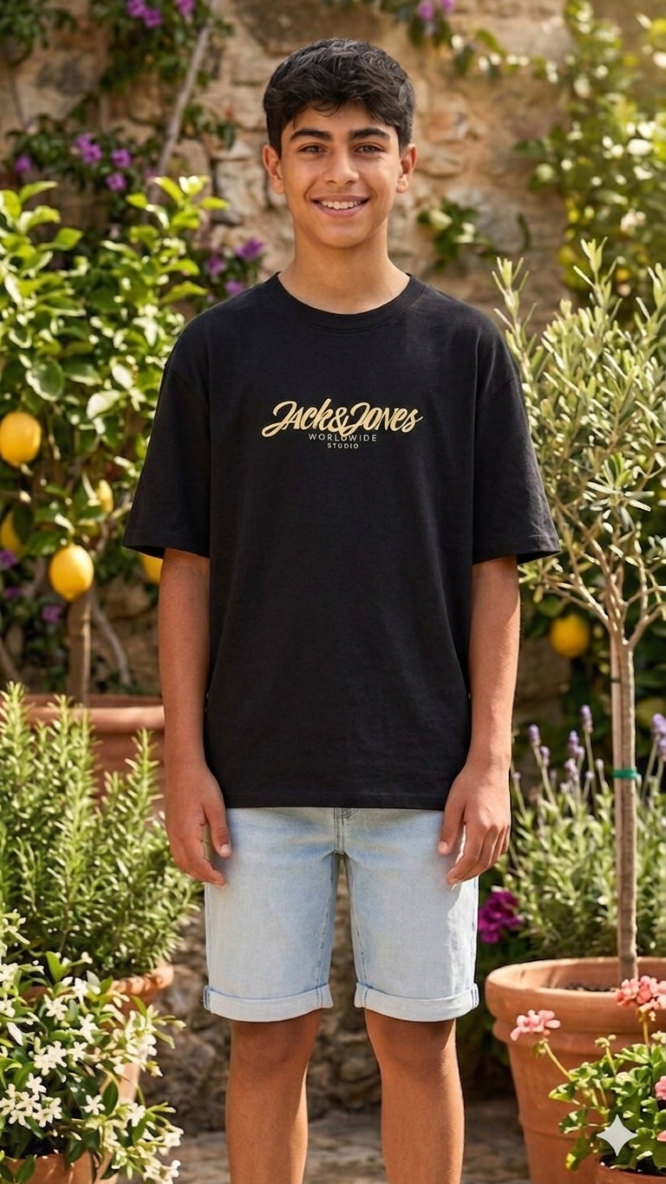 Blue, white or black boys' cotton crew neck Tavira T-shirt