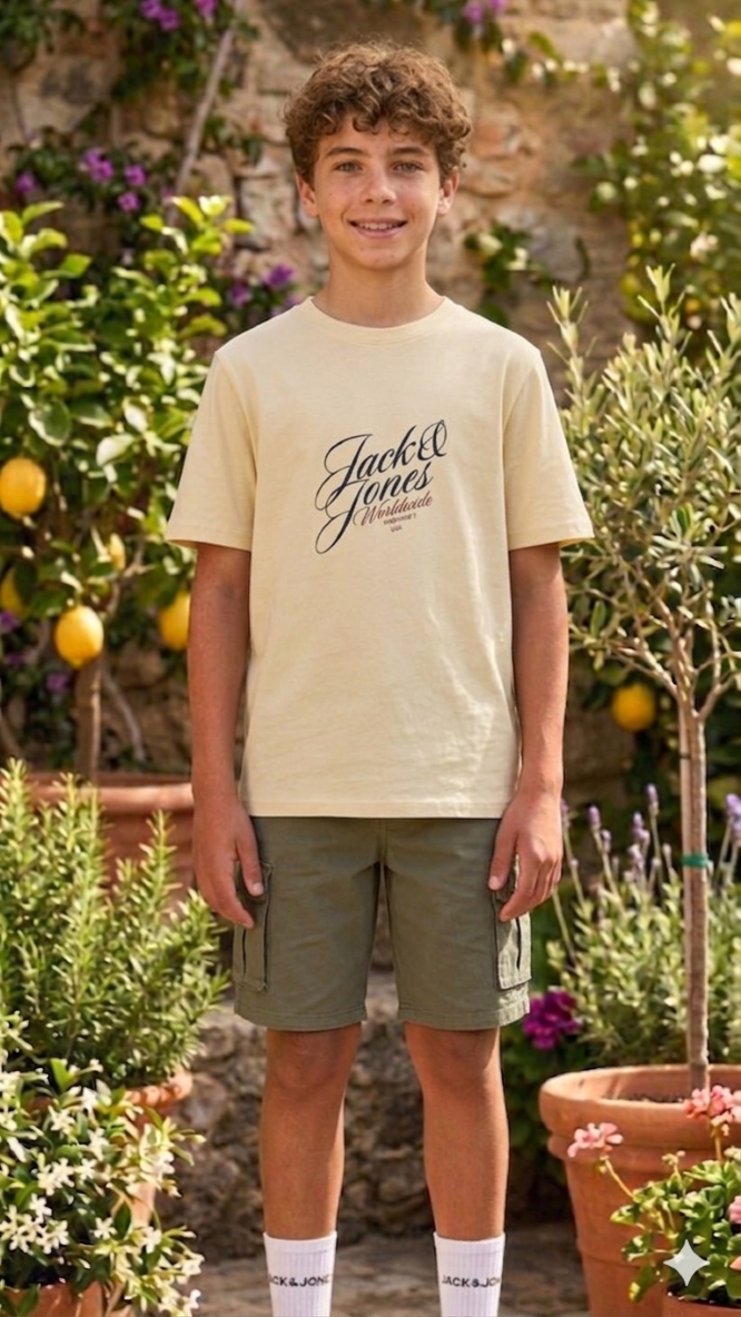 Black or beige boys' cotton graphic print Jorinwood T-shirt