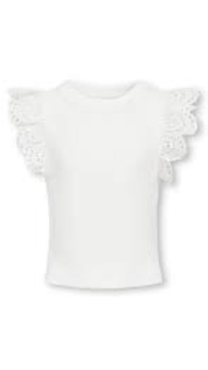 ONLY GIRLS KOGDREA Frill Sleeve Top – Organic Cotton Stretch