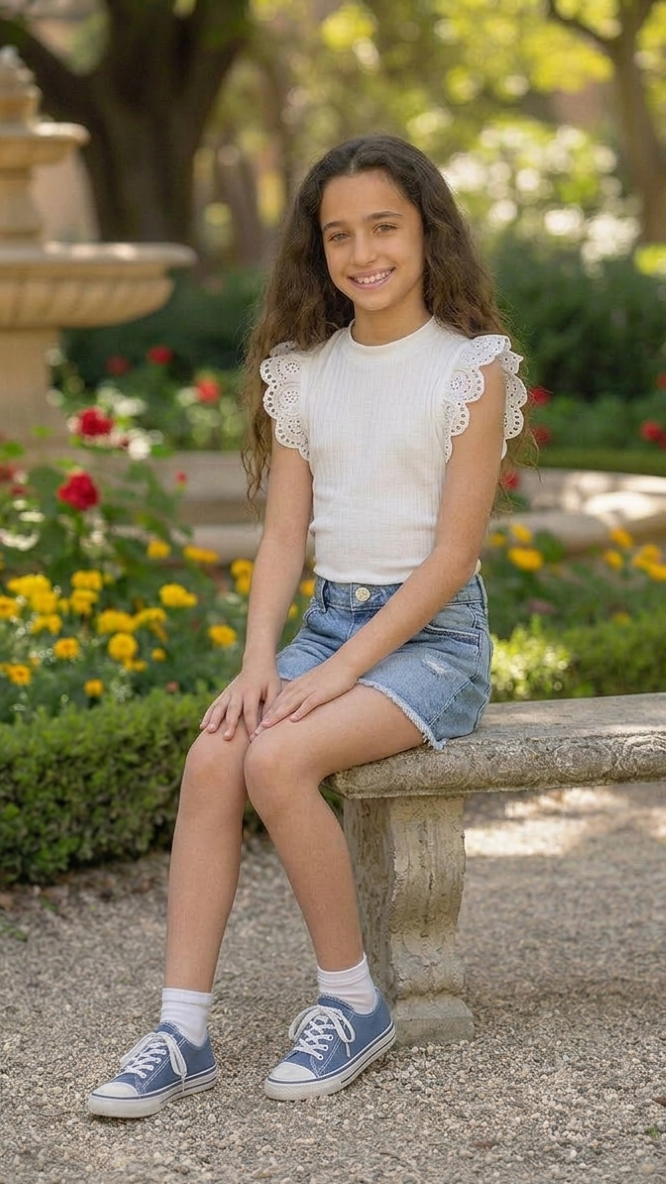 ONLY GIRLS KOGDREA Frill Sleeve Top – Organic Cotton Stretch