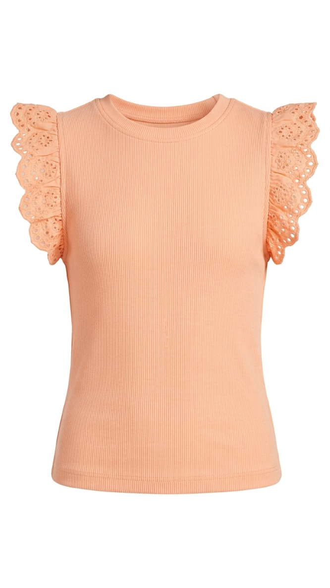 ONLY GIRLS KOGDREA Frill Sleeve Top – Organic Cotton Stretch
