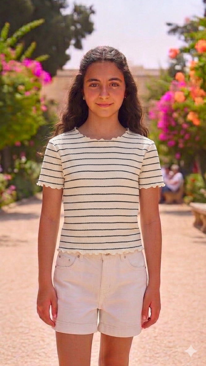 ONLY GIRLS Cropped T‑Shirt – Organic Cotton Blend, Short Sleeves, Everyday Style