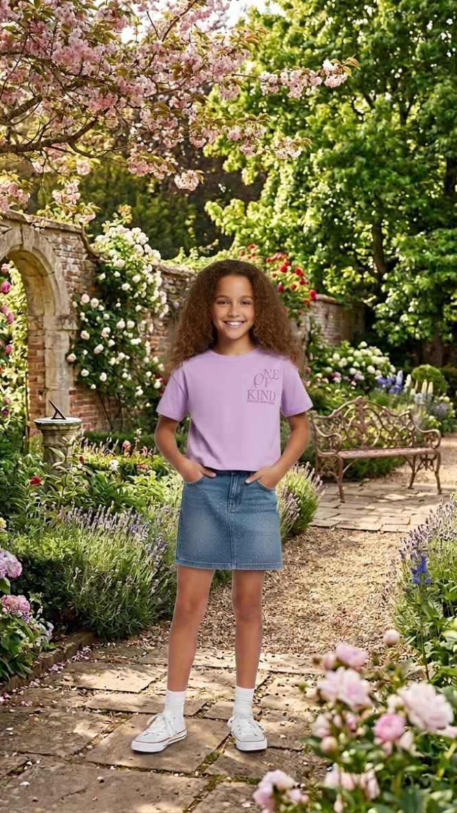 ONLY GIRLS Relaxed Fit Jersey T‑Shirt – Organic Cotton, Dropped Shoulders