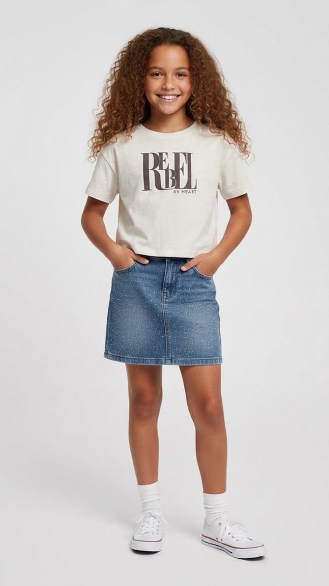 ONLY GIRLS Relaxed Fit Jersey T‑Shirt – Organic Cotton, Dropped Shoulders