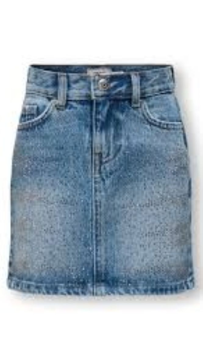 ONLY GIRLS Mid‑Wash Denim Skirt – 80% Cotton, 20% Recycled Cotton, Everyday Style