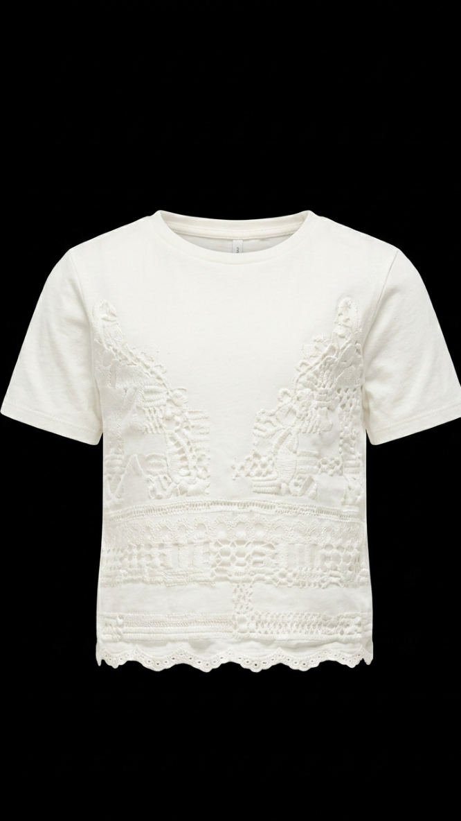 ONLY GIRLS Sleeveless Knitted‑Detail T‑Shirt – Organic Cotton, Regular Fit