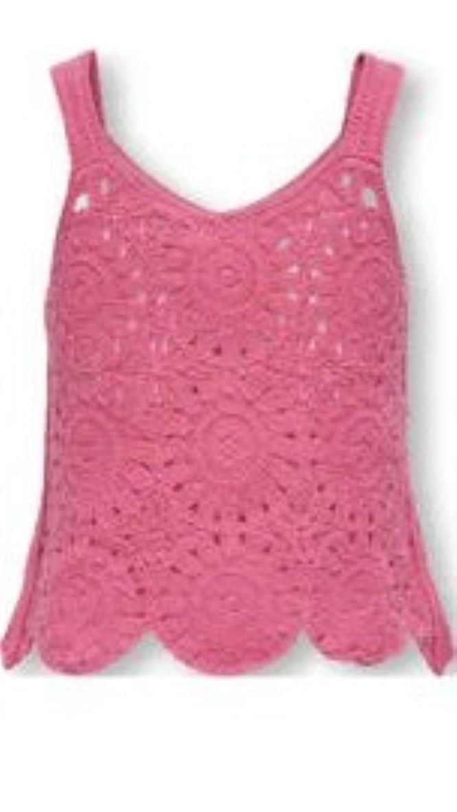 ONLY GIRLS Sleeveless Knitted‑Detail T‑Shirt – Organic Cotton, Regular Fit