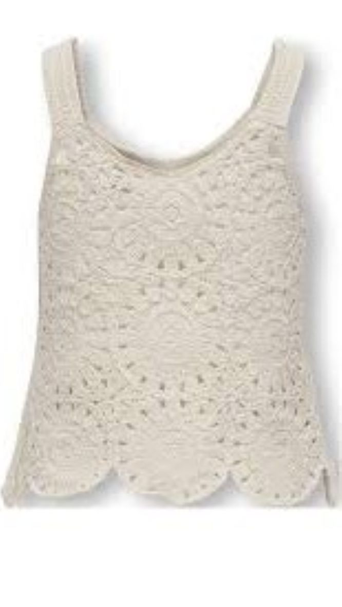 ONLY GIRLS Sleeveless Knitted‑Detail T‑Shirt – Organic Cotton, Regular Fit
