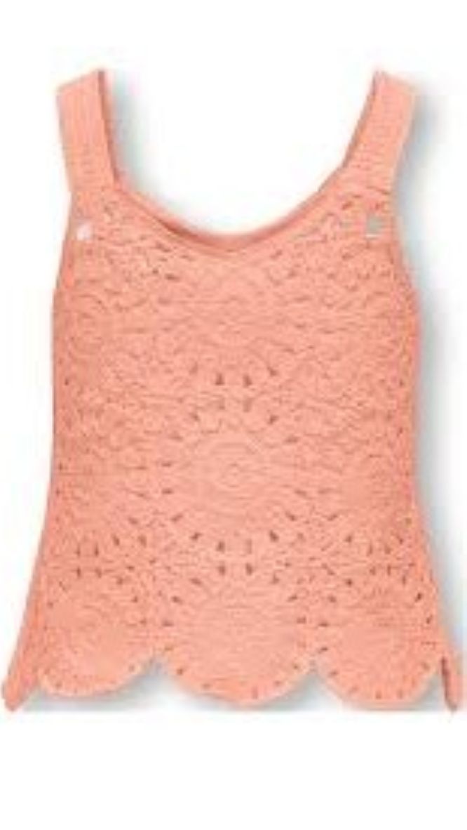 ONLY GIRLS Sleeveless Knitted‑Detail T‑Shirt – Organic Cotton, Regular Fit