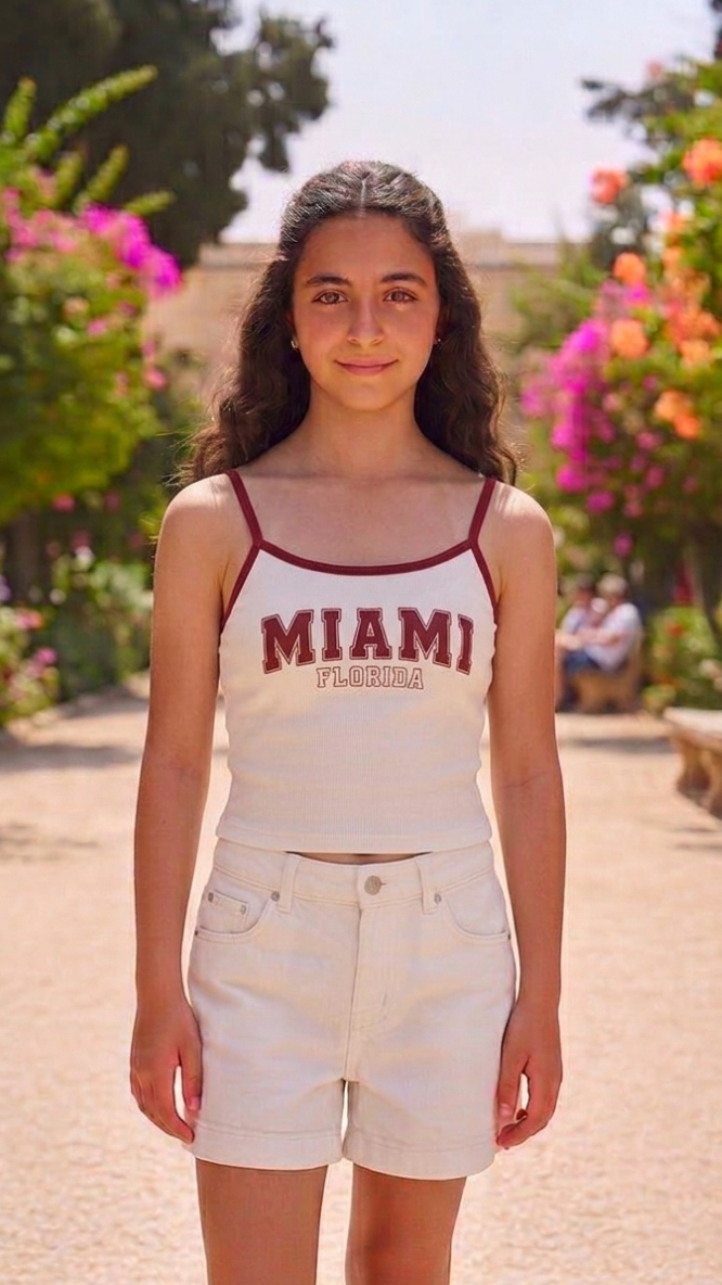 ONLY GIRLS Spaghetti Strap Tank Top - Soft Pigment Print Cotton - Fusion