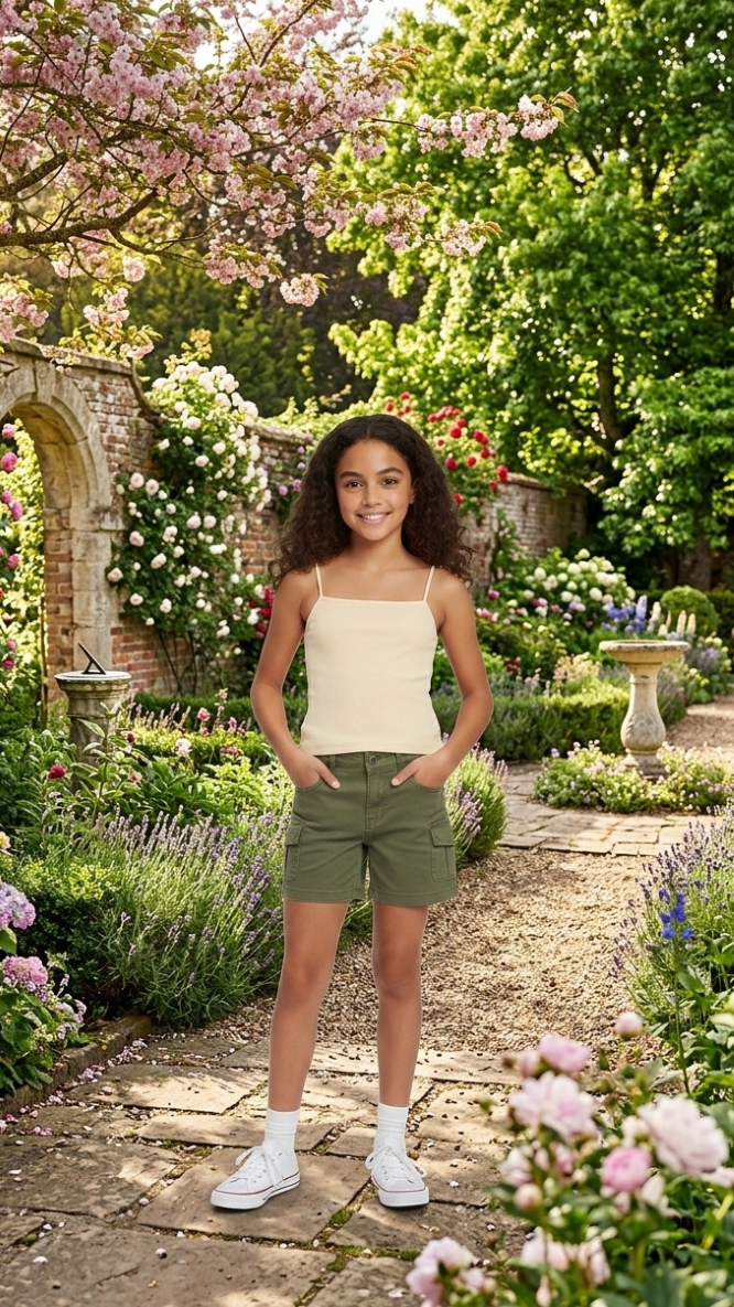 Girls High Waist Cargo Shorts | ONLY GIRLS Casual Summer Fit