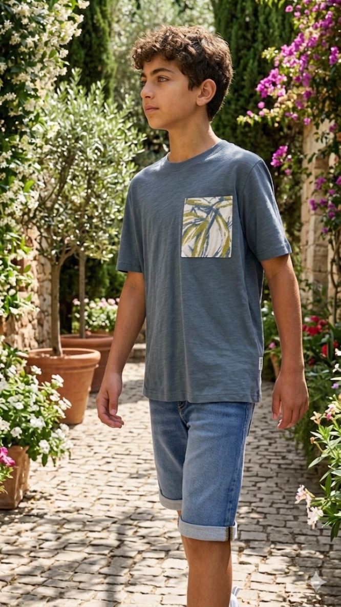 Cotton T-Shirt with Chest Pocket | Casual Crew Neck Tee