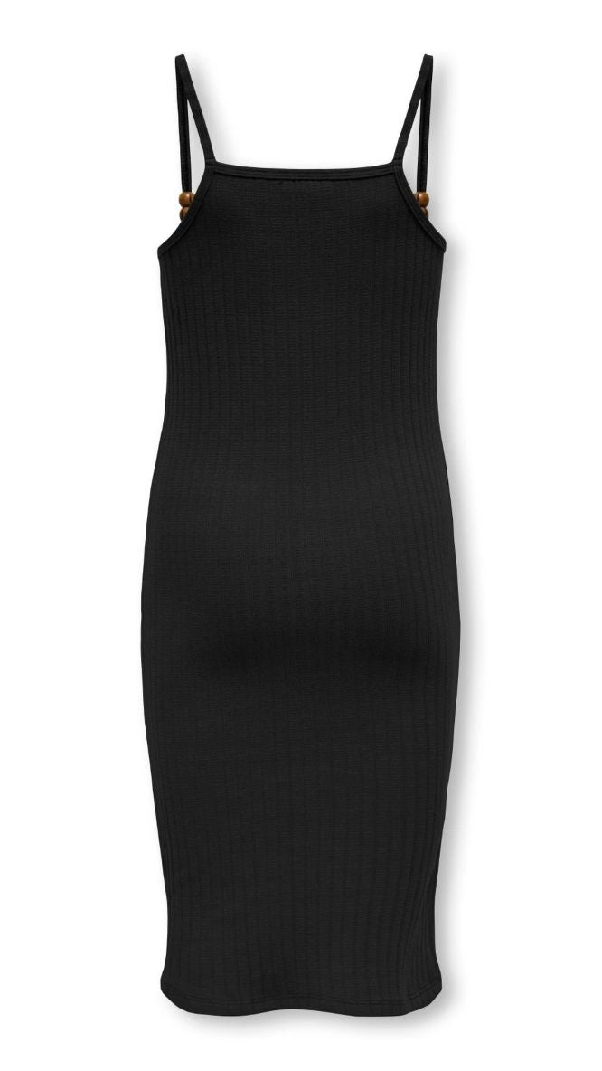 Kids Only Girls' Ribbed Bodycon Midi Dress – Wooden Bead Strap Sleeveless Summer Dress