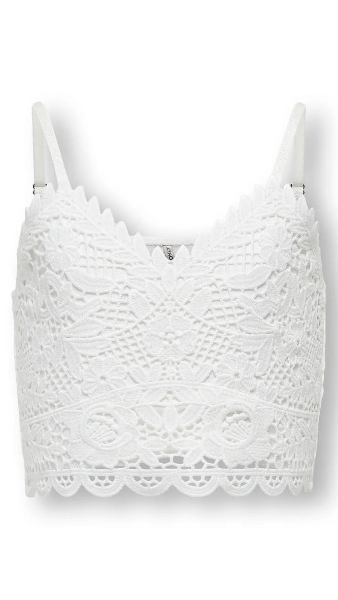 Kids Only Girls' Lace Crochet Crop Top – V-Neck Scallop Edge Spaghetti Strap Summer Top