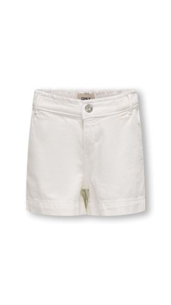 Girls white wide-leg denim shorts with adjustable waist by ONLY