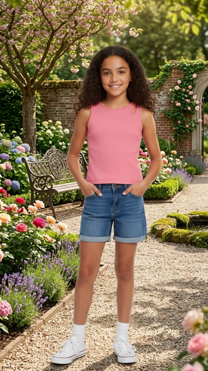 ONLY Girls Cropped Sleeveless Top – Organic Cotton Tight Fit