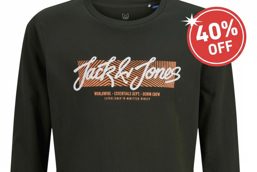 Long Sleeve T-Shirt Crew Neck with 40% OFF - Green