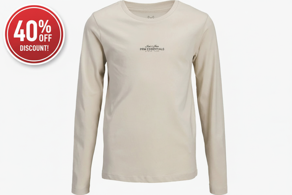 Long Sleeve T-Shirt with 40% OFF - Beige