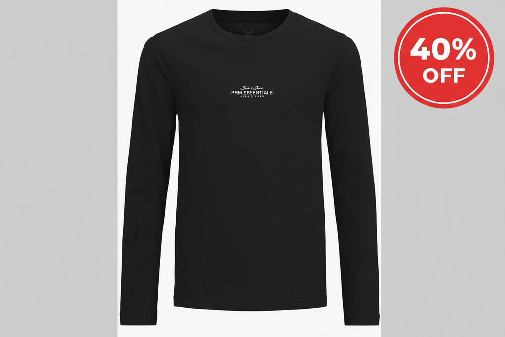 Long Sleeve T-Shirt with 40% OFF - Black