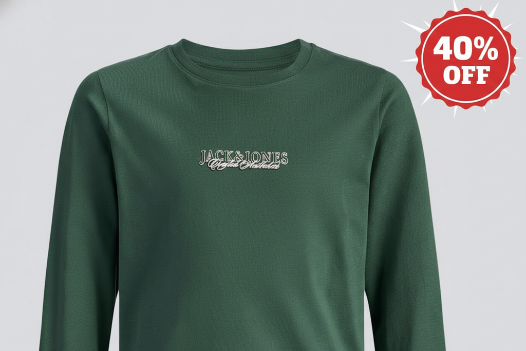 Long Sleeved T-Shirt with 40% OFF - Green