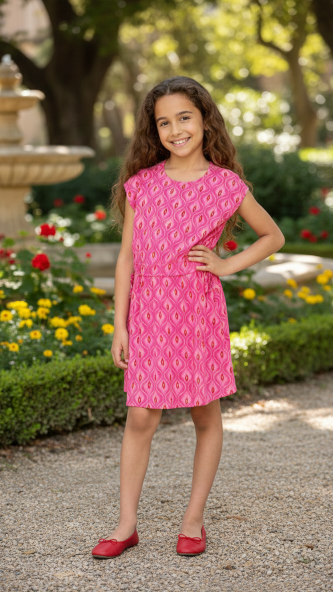 Only Girls' KOGZALINA Print Short Dress – Cap Sleeve Fit and Flare Summer Dress